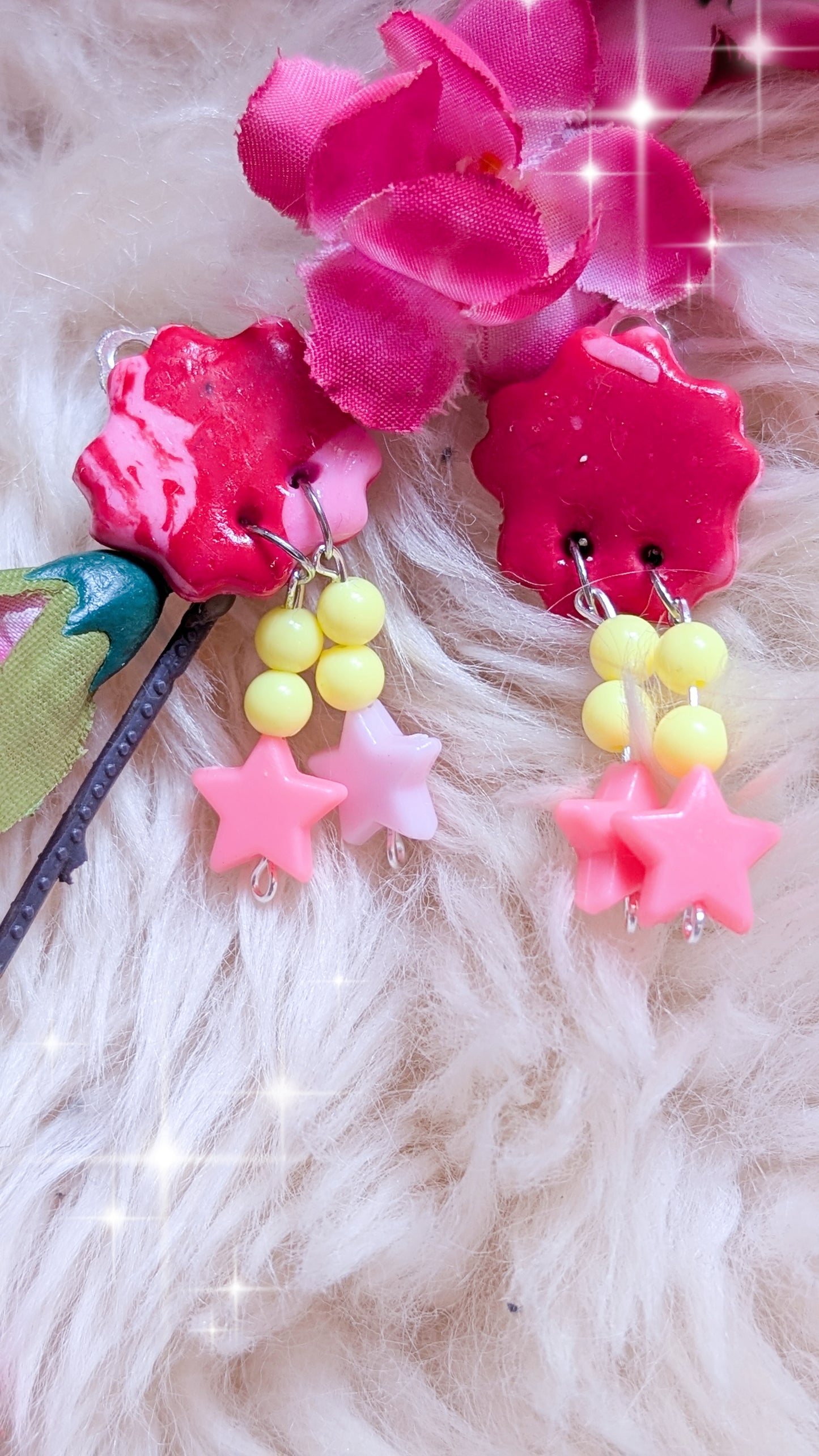 Kirschblüten Ohrringe mit Clip verschluss in verschiedenen Ausführungen